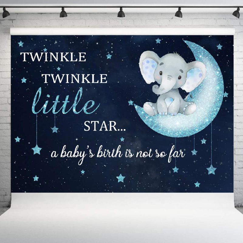 Blue Elephant Fotografie Pozadí Baby Shower Party Birthday Animals Background