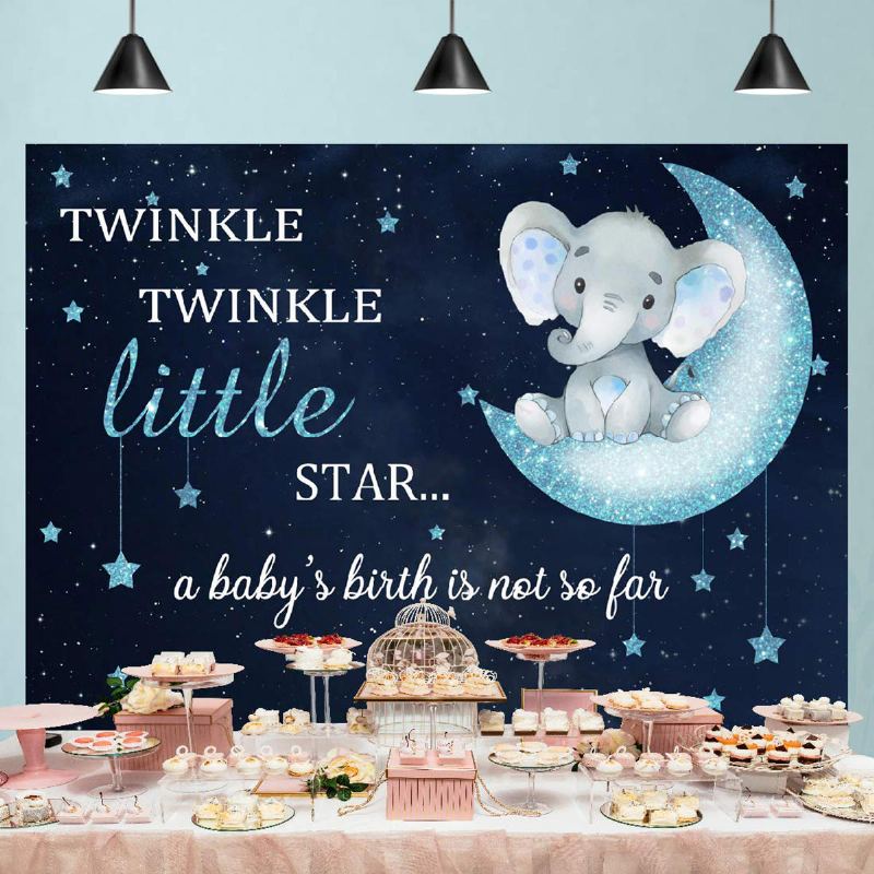 Blue Elephant Fotografie Pozadí Baby Shower Party Birthday Animals Background