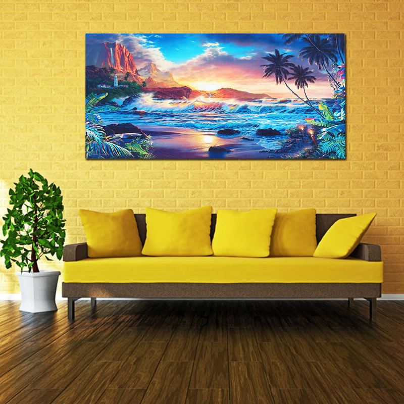 Home Decor Obrazy Na Plátně Na Zeď Modern Sunset Scenery Beach Tree Gift