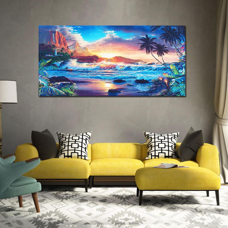 Home Decor Obrazy Na Plátně Na Zeď Modern Sunset Scenery Beach Tree Gift