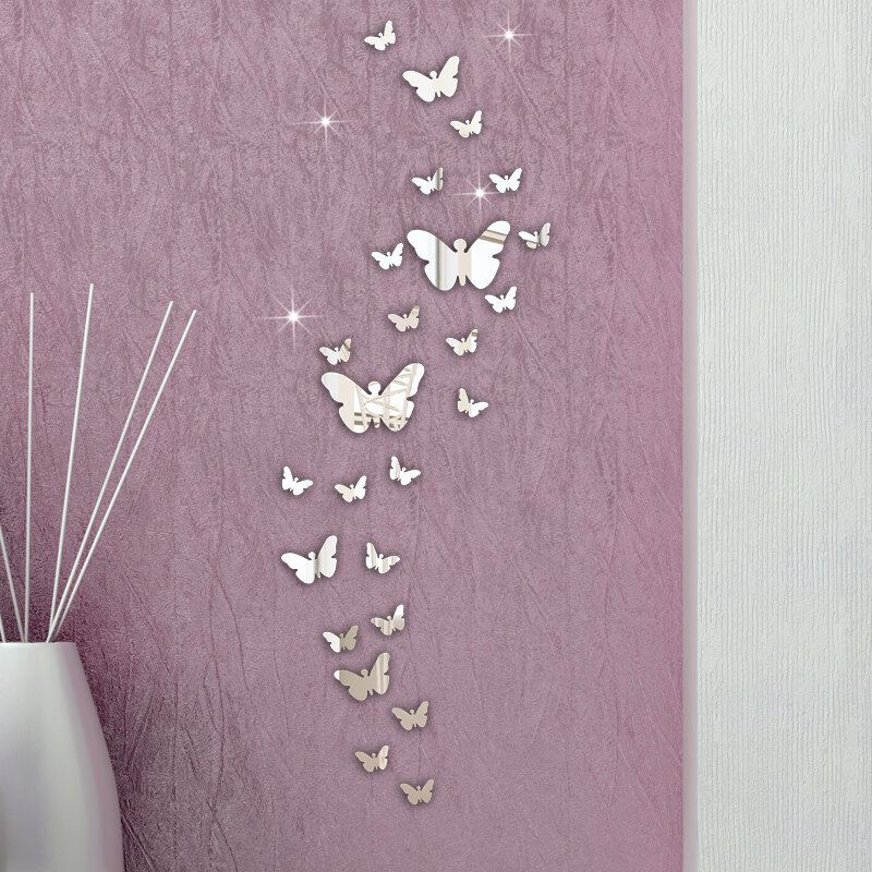 Honana Dx-y5 30pcs Butterfly Combination 3d Zrcadlové Samolepky Na Zeď Domácí Dekorace Diy Do Pokoje