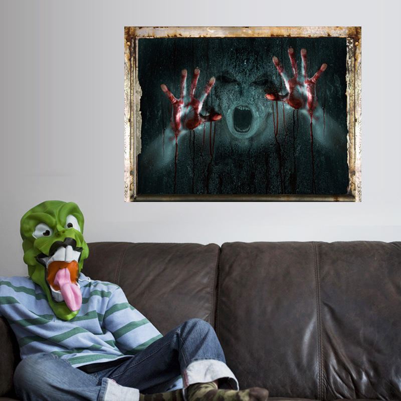 Hororové Samolepky Na Zeď Art Home Dekorativní Halloween Na Zeď Dívka Ghost Broken Wall Stickers