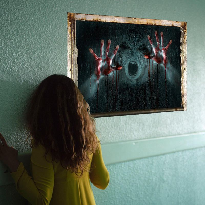 Hororové Samolepky Na Zeď Art Home Dekorativní Halloween Na Zeď Dívka Ghost Broken Wall Stickers