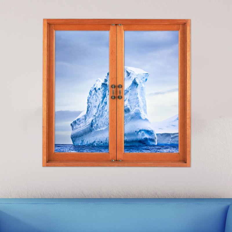 Iceberg 3d Umělý Pohled Z Okna 3d Samolepky Na Zeď Frigid Barrier Pag Stickers Domácí Dekorace Na Zeď Dárek