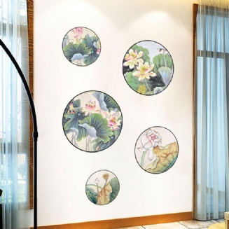 Miico Fx82033 2ks Lotus Painting Sticker Domácí Studovna Dekorativní Samolepka Na Zeď Kombinovaná