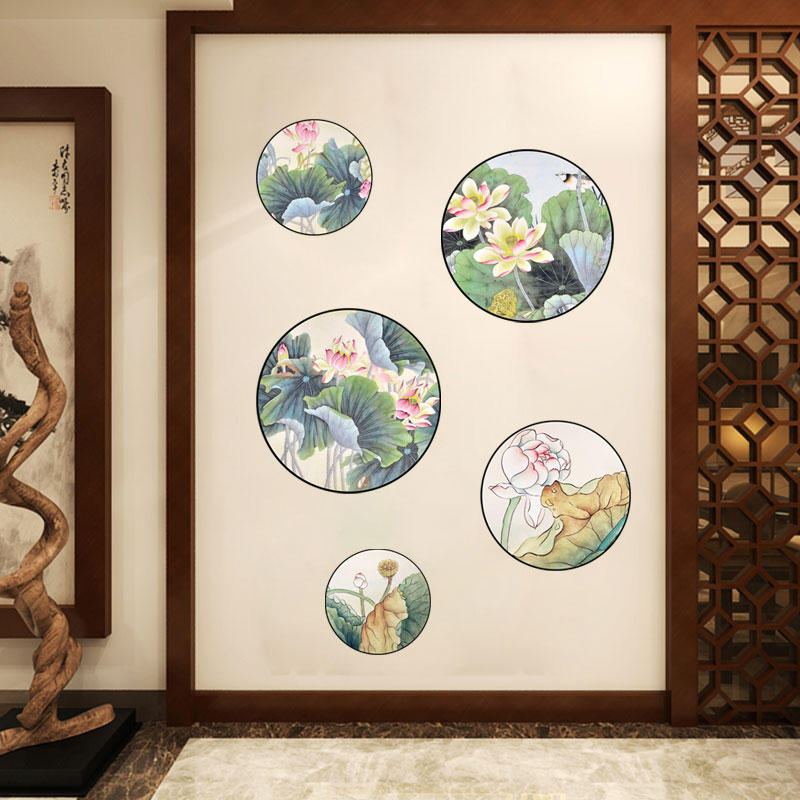 Miico Fx82033 2ks Lotus Painting Sticker Domácí Studovna Dekorativní Samolepka Na Zeď Kombinovaná