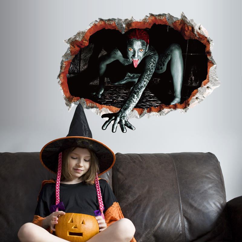 Miico Halloween Nálepka Na Zeď Dívka Ghost Broken Wall Stickers Breaking