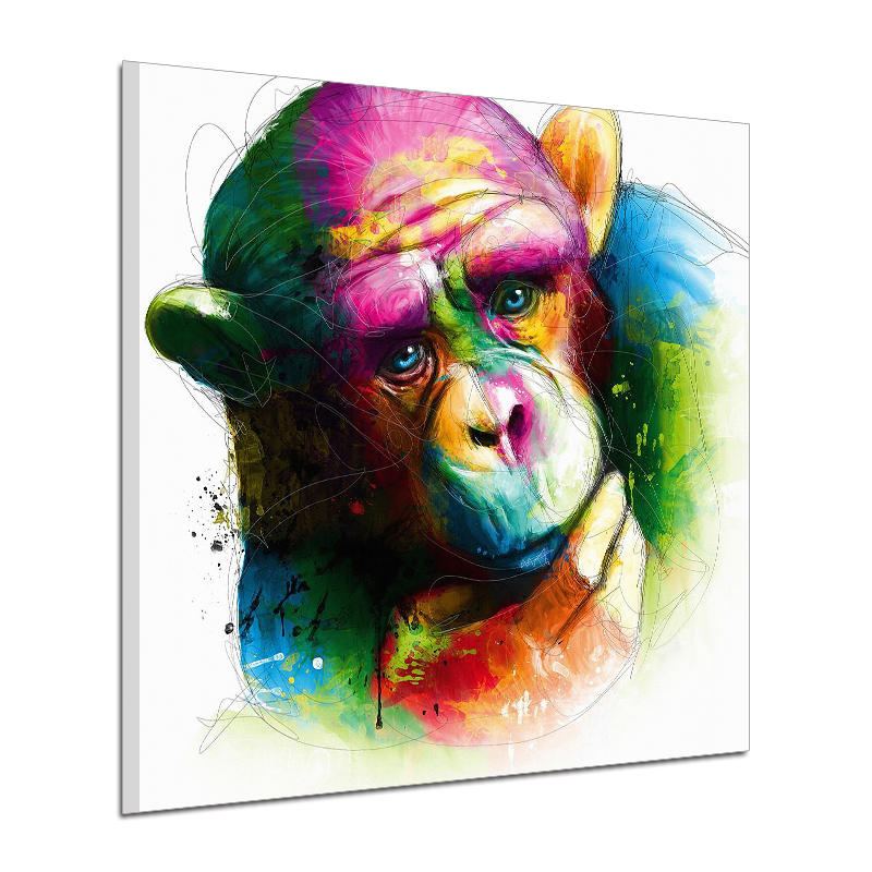 Miico Ručně Malované Olejomalby Abstraktní Barevné Zamyšlené Gorilla Wall Art Pro Domácí Dekoraci