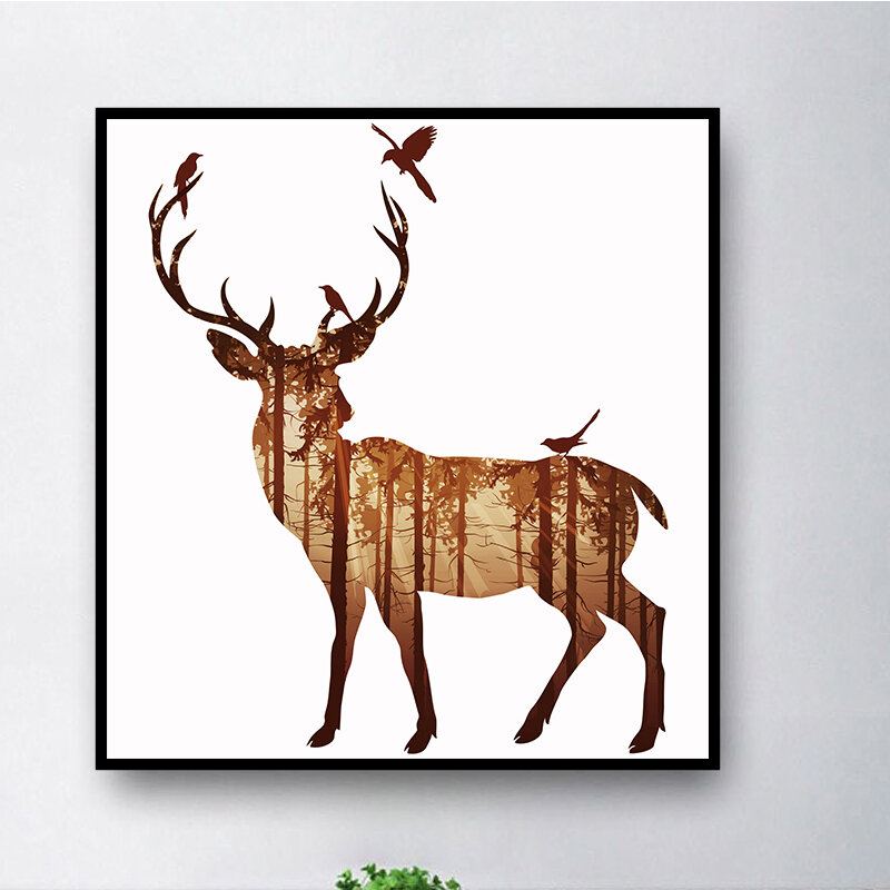 Miico Ručně Malované Olejomalby Jednoduchý Styl-b Side Face Deer Wall Art Pro Home Decoration Painting