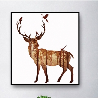 Miico Ručně Malované Olejomalby Jednoduchý Styl-b Side Face Deer Wall Art Pro Home Decoration Painting