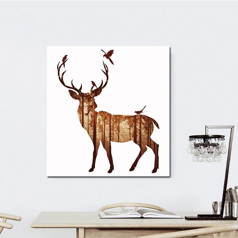 Miico Ručně Malované Olejomalby Jednoduchý Styl-b Side Face Deer Wall Art Pro Home Decoration Painting