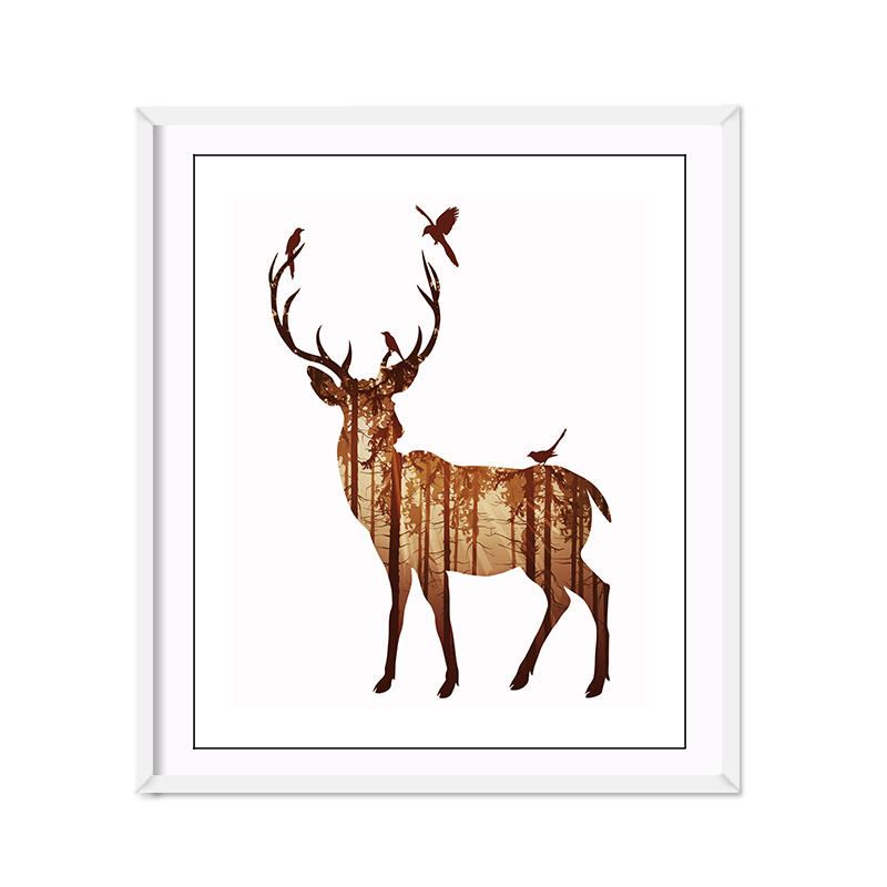 Miico Ručně Malované Olejomalby Jednoduchý Styl-b Side Face Deer Wall Art Pro Home Decoration Painting