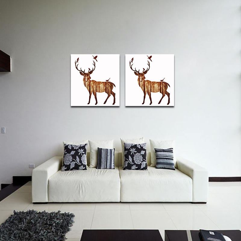 Miico Ručně Malované Olejomalby Jednoduchý Styl-b Side Face Deer Wall Art Pro Home Decoration Painting