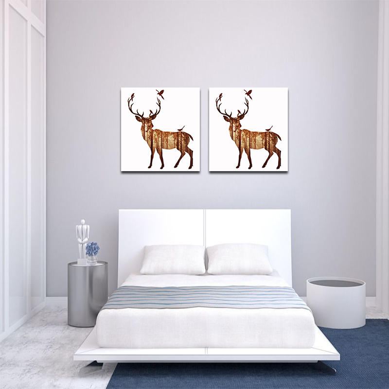 Miico Ručně Malované Olejomalby Jednoduchý Styl-b Side Face Deer Wall Art Pro Home Decoration Painting