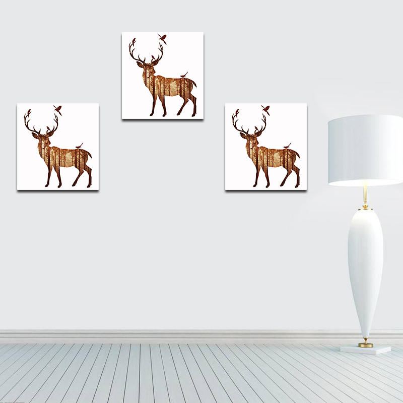 Miico Ručně Malované Olejomalby Jednoduchý Styl-b Side Face Deer Wall Art Pro Home Decoration Painting