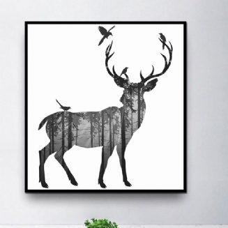 Miico Ručně Malované Olejomalby Jednoduchý Styl-c Side Face Deer Wall Art Pro Domácí Dekorační Obrazy
