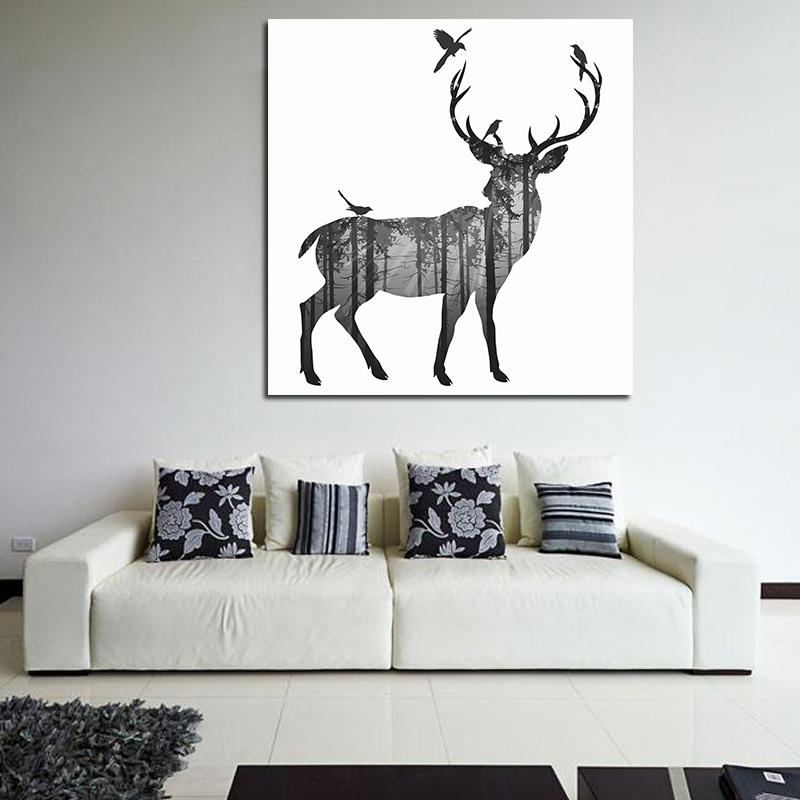 Miico Ručně Malované Olejomalby Jednoduchý Styl-c Side Face Deer Wall Art Pro Domácí Dekorační Obrazy