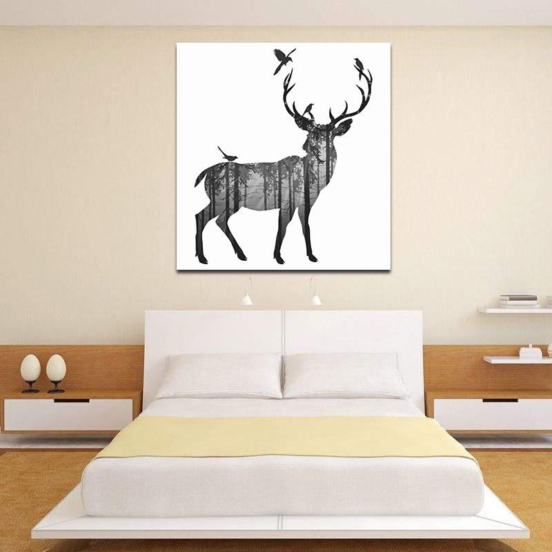 Miico Ručně Malované Olejomalby Jednoduchý Styl-c Side Face Deer Wall Art Pro Domácí Dekorační Obrazy