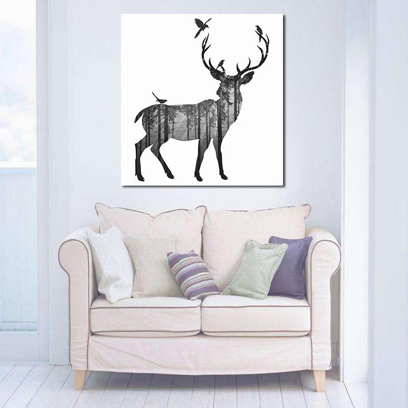 Miico Ručně Malované Olejomalby Jednoduchý Styl-c Side Face Deer Wall Art Pro Domácí Dekorační Obrazy