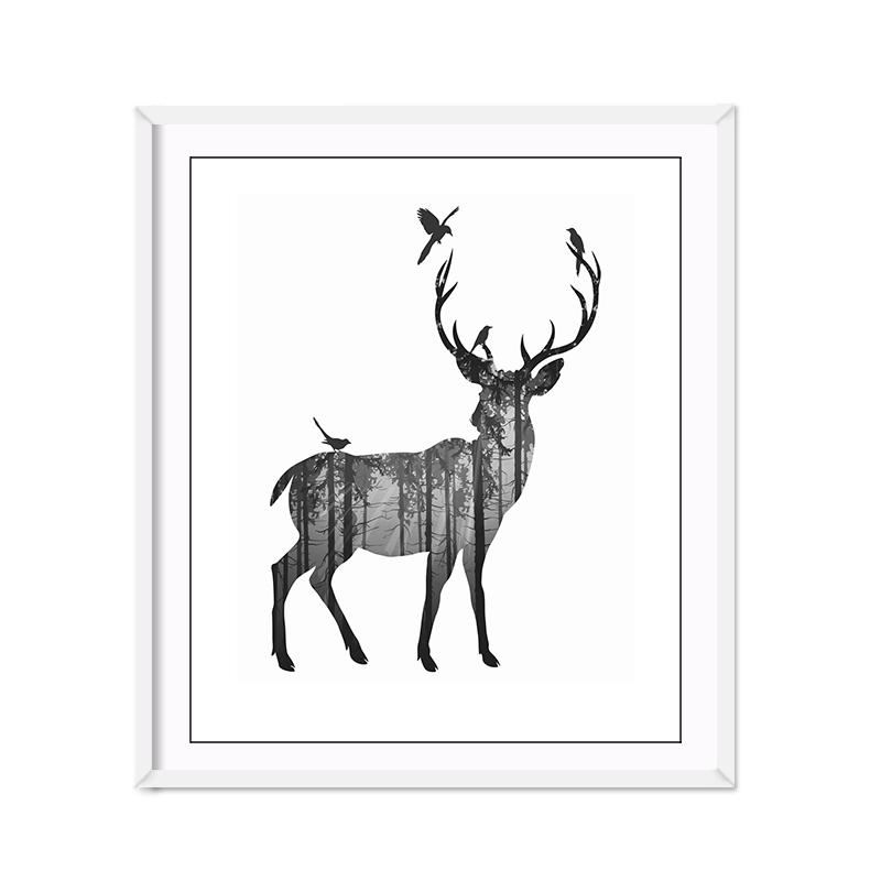 Miico Ručně Malované Olejomalby Jednoduchý Styl-c Side Face Deer Wall Art Pro Domácí Dekorační Obrazy