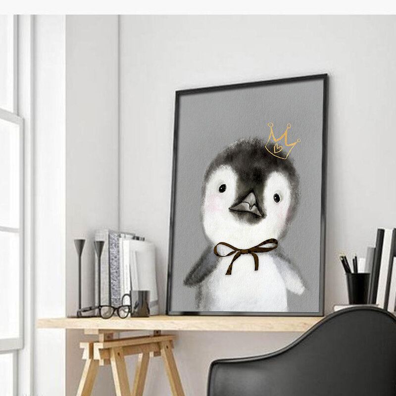 Miico Ručně Malované Olejomalby Kreslené Malby Tučňáků Nástěnné Umění Pro Domácí Dekoraci