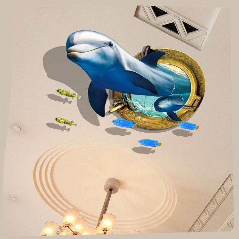 Nálepka Miico Creative 3d Delfín Okno Mořské Ryby Pvc Odnímatelné Dekorativní Dekorace Na Stěnu