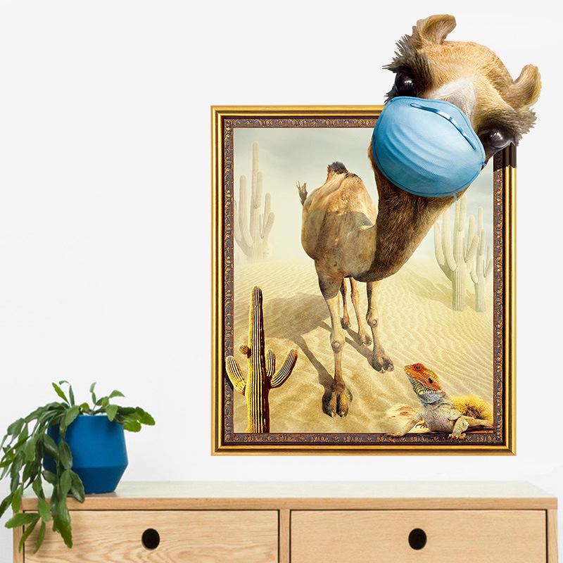 Nálepka Miico Creative 3d Desert Camel Frame Pvc Dekorativní Dekorace Na Stěnu Do Pokoje