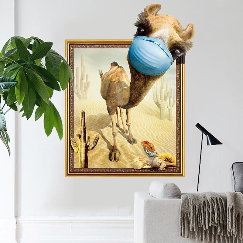 Nálepka Miico Creative 3d Desert Camel Frame Pvc Dekorativní Dekorace Na Stěnu Do Pokoje