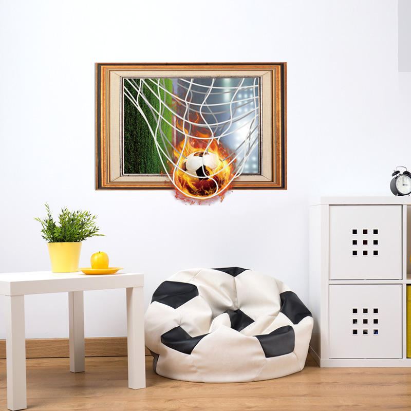 Nálepka Miico Creative 3d Fire Fotbalový Rám Pvc Odnímatelná Dekorativní Samolepka Na Stěnu Na Podlahu