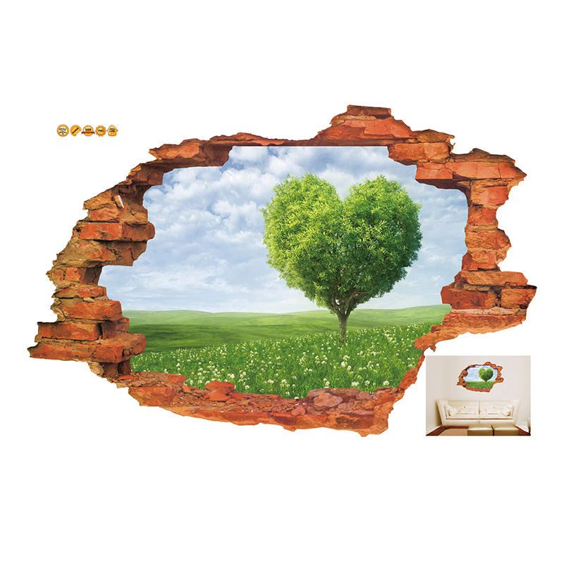 Nálepka Miico Creative 3d Love Tree Scenery Rozbitá Zeď Odnímatelná Domácí Pokoj Dekorativní Nástěnná Dekorace