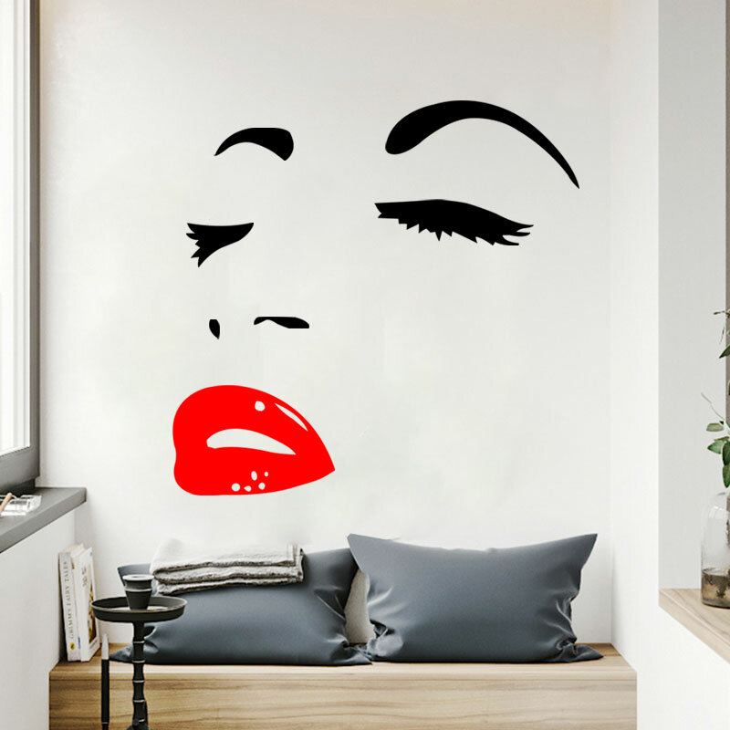 Nálepka Na Zeď Miico Fx1258 Red Lip Beauty Girl Na Zeď Art Home Decoration