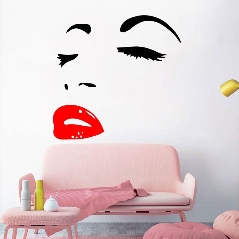 Nálepka Na Zeď Miico Fx1258 Red Lip Beauty Girl Na Zeď Art Home Decoration