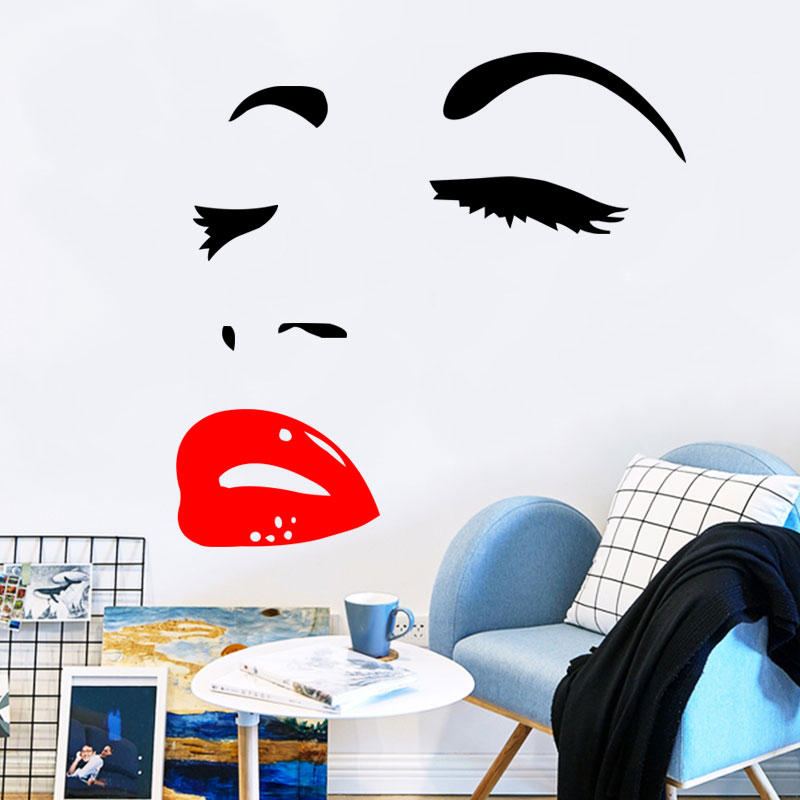 Nálepka Na Zeď Miico Fx1258 Red Lip Beauty Girl Na Zeď Art Home Decoration