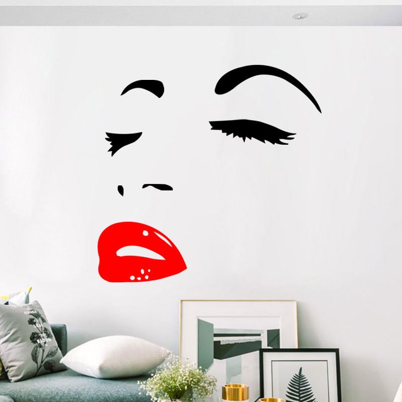 Nálepka Na Zeď Miico Fx1258 Red Lip Beauty Girl Na Zeď Art Home Decoration