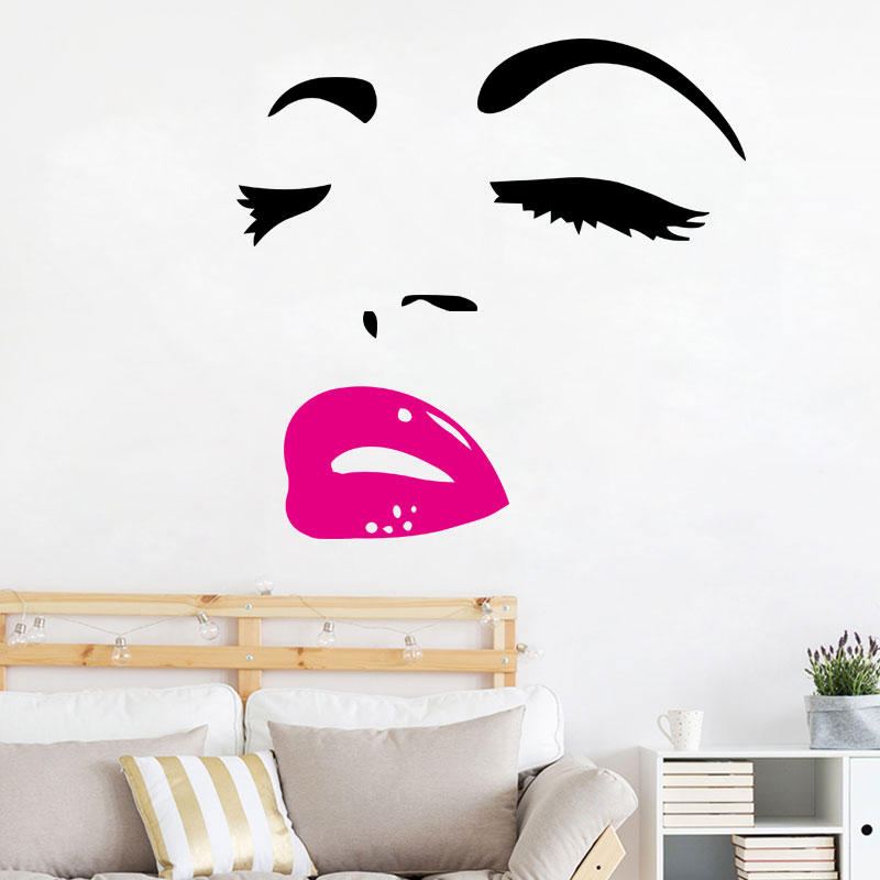 Nálepka Na Zeď Miico Fx1258 Red Lip Beauty Girl Na Zeď Art Home Decoration