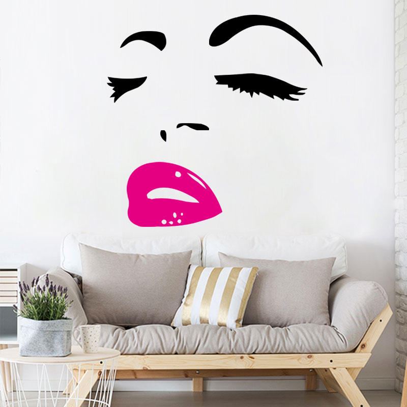 Nálepka Na Zeď Miico Fx1258 Red Lip Beauty Girl Na Zeď Art Home Decoration