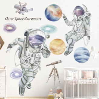 Nálepka Na Zeď S Vesmírným Tématem Astronaut Kolej Obývací Pokoj Nástěnná Dekorace Samolepící Ložnice 3d Do Dětského Pokoje