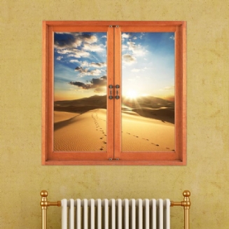 Pouštní 3d Pohled Z Umělého Okna 3d Samolepky Na Zeď Sunset Room Pag Domácí Dekorace Na Zeď Dárek