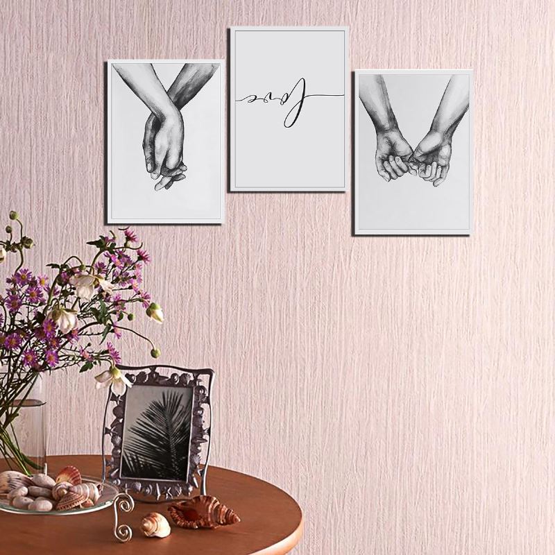 Ruka Držící Černobílý Obrázek Cambric Prints Painting Love Nálepka Na Zeď Home Decor