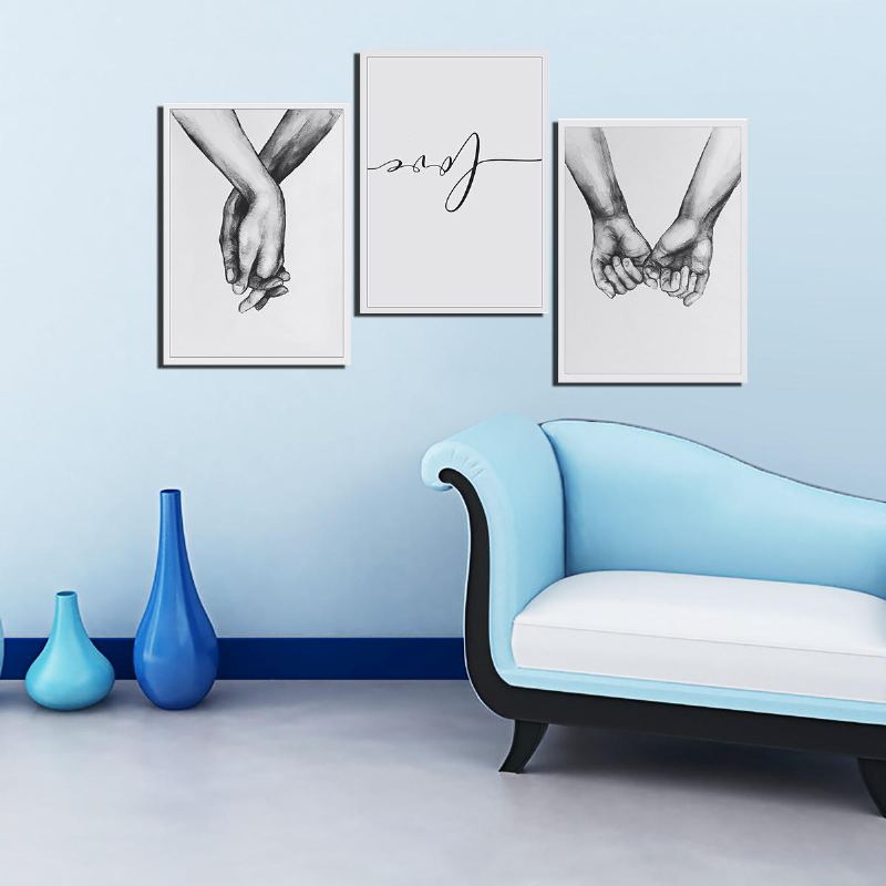 Ruka Držící Černobílý Obrázek Cambric Prints Painting Love Nálepka Na Zeď Home Decor