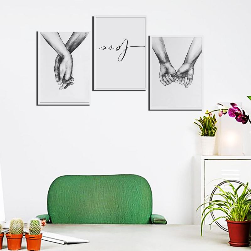 Ruka Držící Černobílý Obrázek Cambric Prints Painting Love Nálepka Na Zeď Home Decor