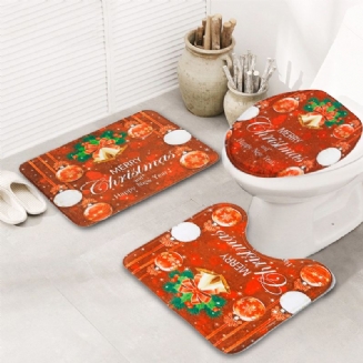 Sada 3 Ks Koupelnových Předložek Vánoční Dekorace Protiskluzová Toaletní Předložka Na Podlahu
