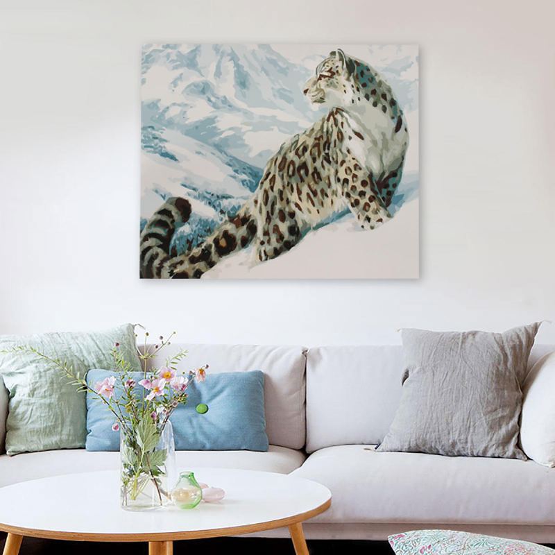 Sněžný Leopard Diy Sada Akrylových Barev Olejomaleb Dekorace Na Plátno