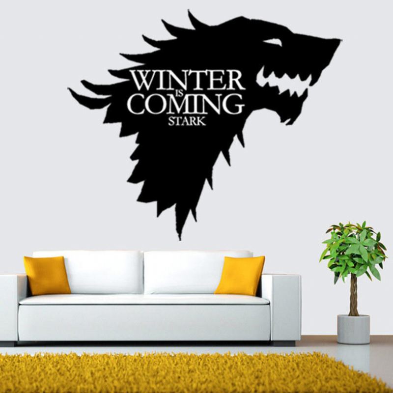 T-5 Game Of Thrones Emblem Stark Family Samolepky Na Zeď S Ledovým Vlkem Ryté Na Zeď