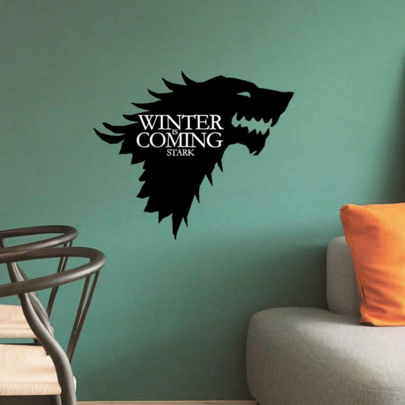 T-5 Game Of Thrones Emblem Stark Family Samolepky Na Zeď S Ledovým Vlkem Ryté Na Zeď