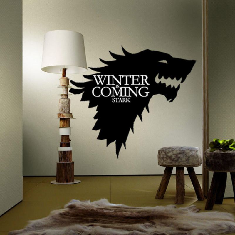 T-5 Game Of Thrones Emblem Stark Family Samolepky Na Zeď S Ledovým Vlkem Ryté Na Zeď