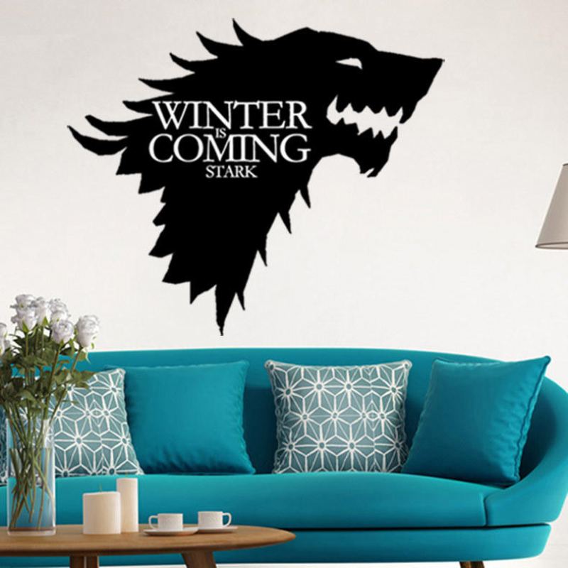 T-5 Game Of Thrones Emblem Stark Family Samolepky Na Zeď S Ledovým Vlkem Ryté Na Zeď