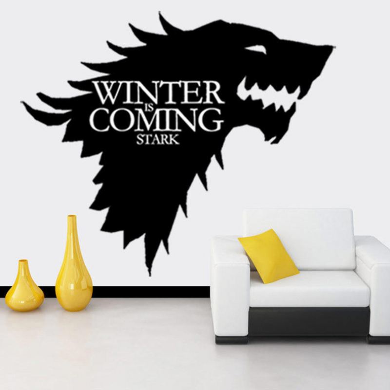 T-5 Game Of Thrones Emblem Stark Family Samolepky Na Zeď S Ledovým Vlkem Ryté Na Zeď