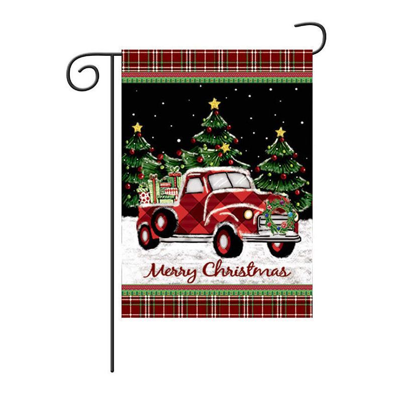 Veselé Vánoční Ozdoby Červený Kamion S Dárky Oboustranná Zimní Zahrada Vlajka