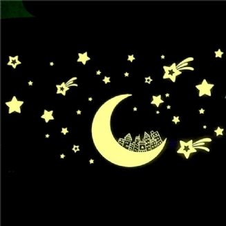 Záře Ve Tmě Měsíční Hvězda Luminous Stickers Odnímatelná Samolepka Na Zeď Vinylová Nástěnná Malba Do Dětského Pokoje